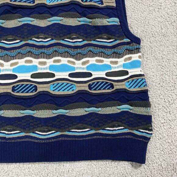 Vintage Sweater Women XL Blue 3D Textured Chunky Knit Colorful Coogi Style Cosby - Picture 9 of 12